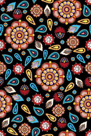 欧美 时装周 手绘 民族 几何 花卉 印花印花华亿平台图片