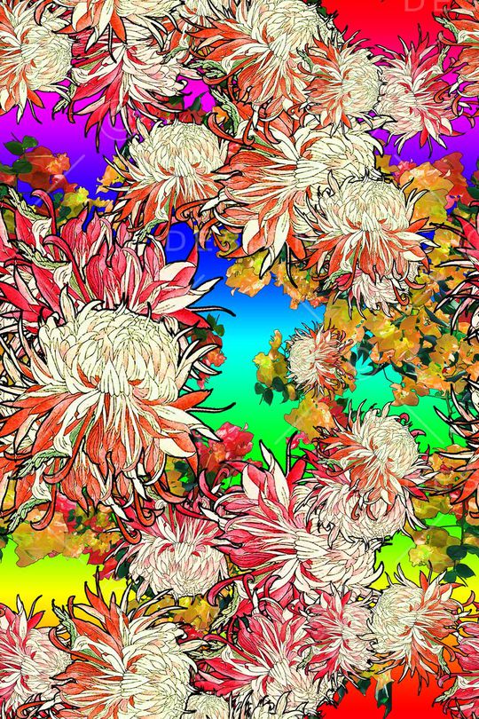 芙蓉花卉印花华亿平台图片