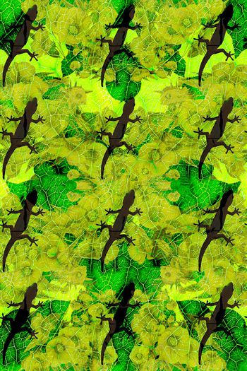 505180-抽象绿叶蜥蜴运动