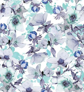 505393-唯美清新水彩淡彩花卉小花女装连衣裙