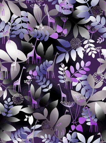 505621-复古 花卉 长颈鹿 组合 数码华亿平台