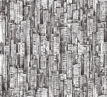 505645-潮流时尚抽象手绘城市建筑数码印花