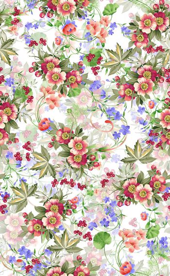 505839-欧美流行时尚色彩斑斓小花花卉 女装