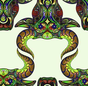 506002-彩色几何色块拼图 牛头牛角 渐变新