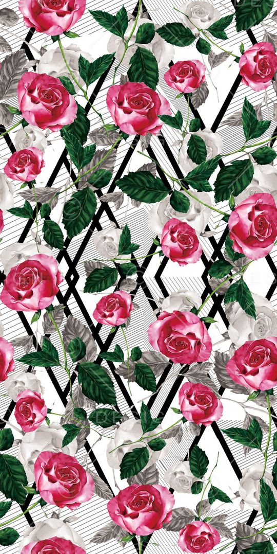 手绘玫瑰花印花华亿平台图片