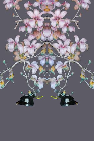 工笔画印花华亿平台图片