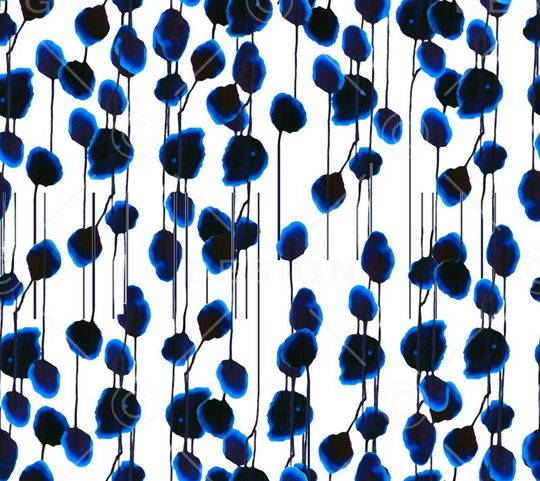 线条蓝叶完美组合印花华亿平台图片