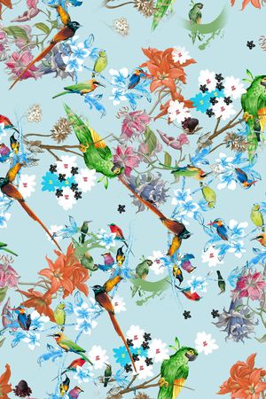 花鸟印花华亿平台图片