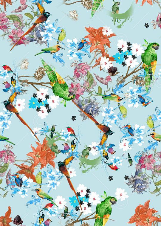 花鸟印花华亿平台图片