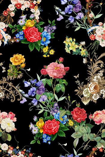 506445-清新花卉组合沙发布服装窗帘