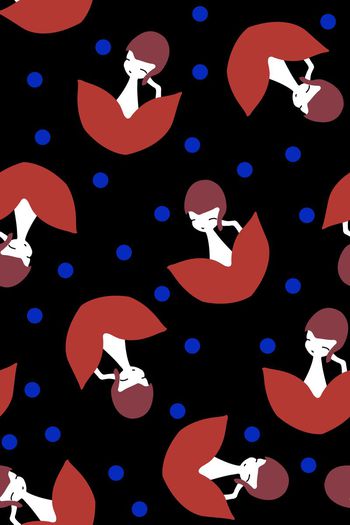 507002-可爱女孩波点组合几何华亿平台