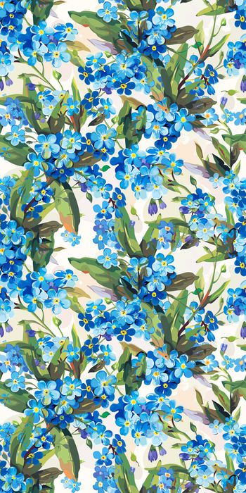 507024-欧美流行时尚手绘小蓝花 女装连衣裙