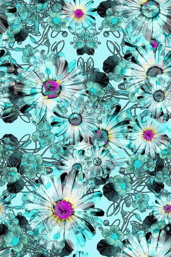 507073-菊花小花莲自然羽绒服连衣裙田园民族