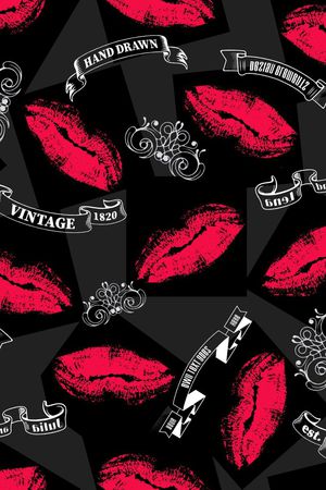 红唇图案印花华亿平台图片