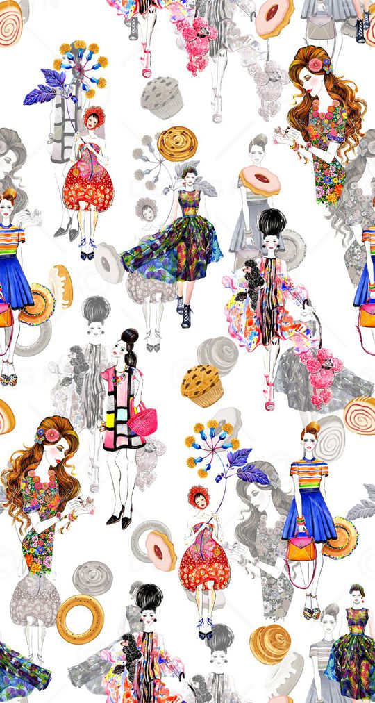 时装效果图印花华亿平台图片