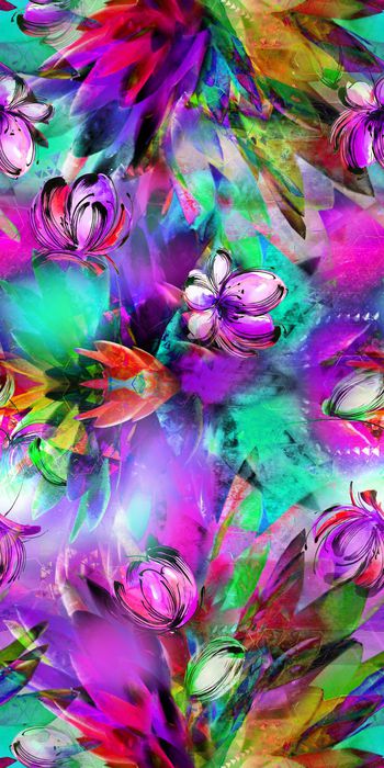 507384-抽象机理花卉羽毛组合