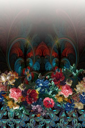 蝴蝶花卉印花华亿平台图片