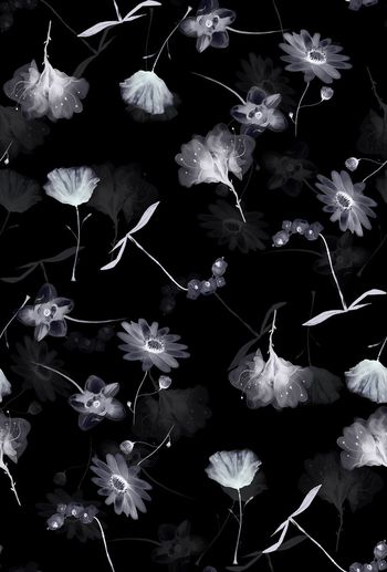 507552-潮流时尚大牌隐约花卉透明数码印花