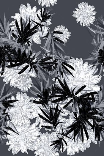 507638-中国风水墨画大花卉竹叶组民族风