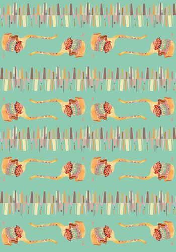 507763-抽象水彩条纹与大象童装华亿平台