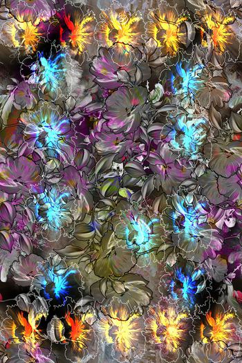 抽象魔幻色块肌理印花华亿平台图片