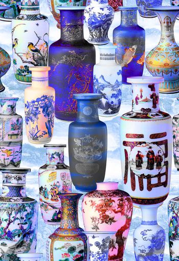 508037-流行时尚青花瓷花瓶印花-青花瓷系列