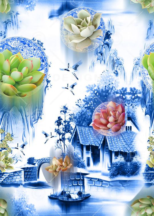 MAX-中国风印花华亿平台图片