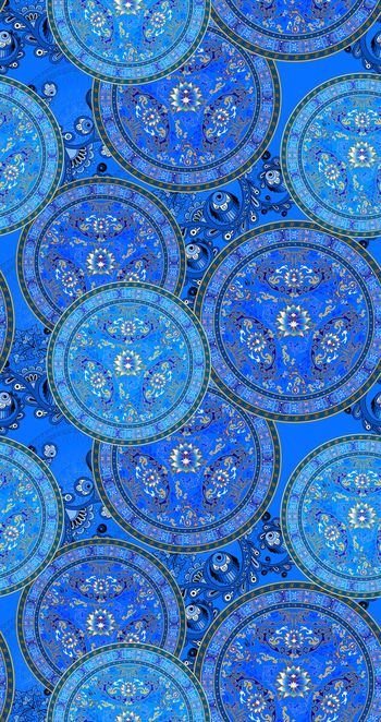 508050- 流行时尚几何青花瓷印花-青花瓷系