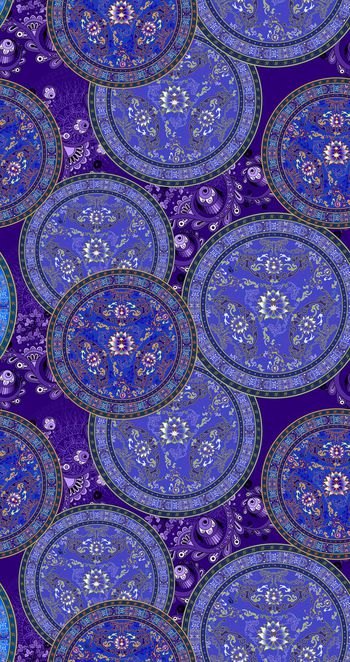 508051- 流行时尚几何青花瓷印花-青花瓷系