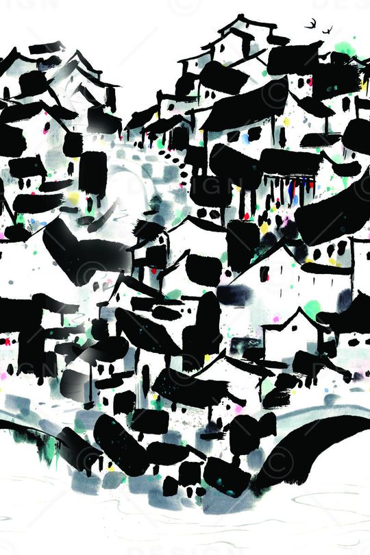 水墨印花华亿平台图片