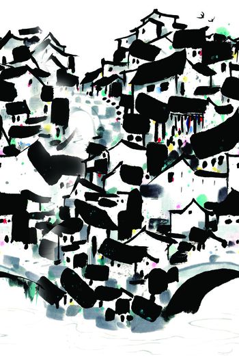 水墨印花华亿平台图片