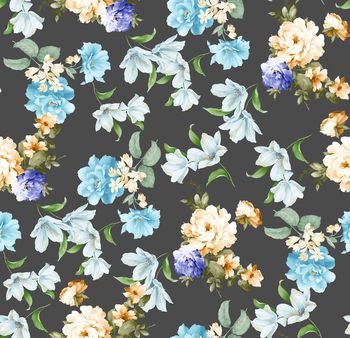 508182-时尚清爽手绘花卉数码印花3