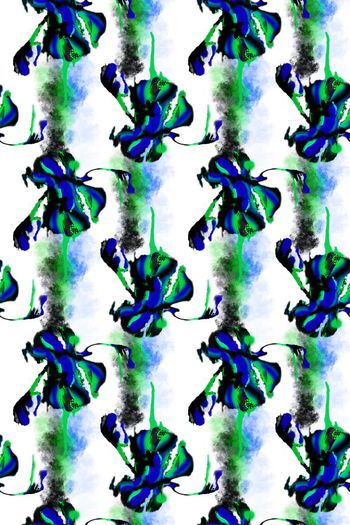 508413-原创手绘潮流水彩水墨抽象条纹花卉 