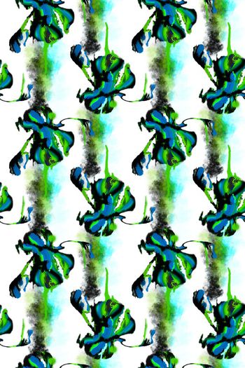 508414-原创手绘潮流水彩水墨抽象条纹花卉 