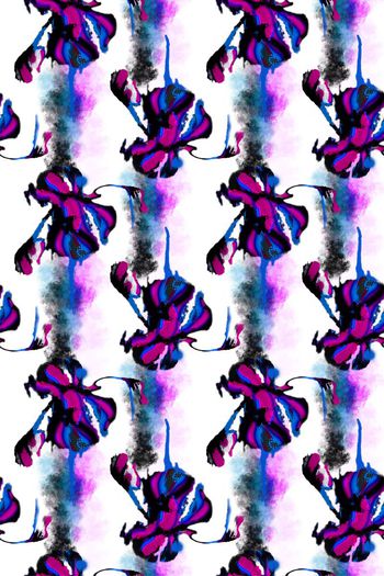 508415-原创手绘潮流水彩水墨抽象条纹花卉 