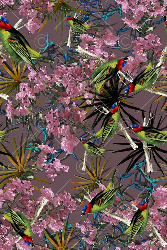 丛林鸟田园风印花华亿平台图片