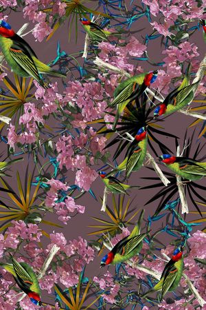 丛林鸟田园风印花华亿平台图片