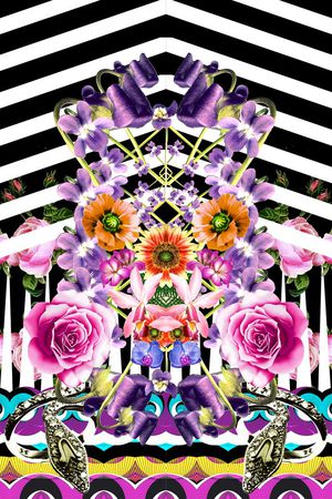 抽象花卉印花华亿平台图片