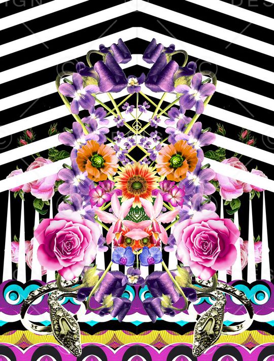 抽象花卉印花华亿平台图片