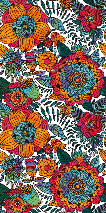 508728-欧美流行时尚装饰七彩墙纸花卉 女装