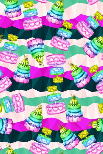 508737-休闲风水彩蛋糕立体几何不规则条纹女