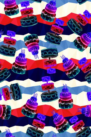 508758-休闲风水彩蛋糕立体几何不规则条纹女