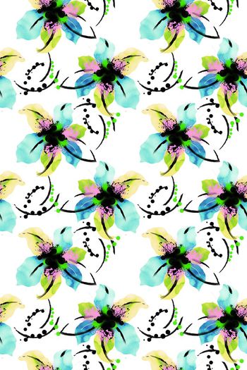 509214-高端原创手绘水彩水墨时尚清新小碎花