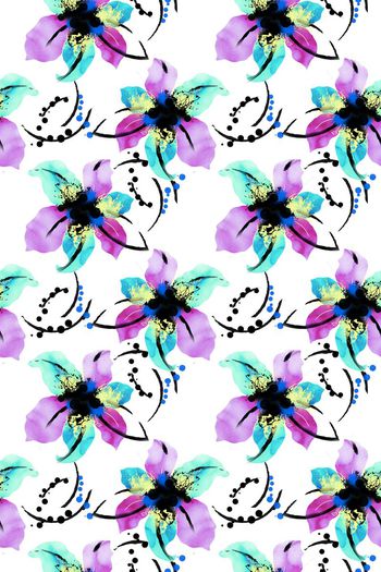 509215-高端原创手绘水彩水墨时尚清新小碎花