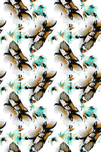 509236-高端原创抽象手绘花卉底纹格子  清