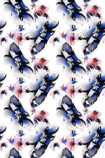 509239-高端原创抽象手绘花卉底纹格子  清