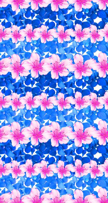 509261-流行时尚青色花瓣花卉印花-青花瓷系