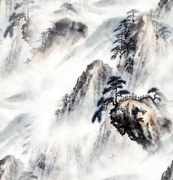 水墨印花华亿平台图片