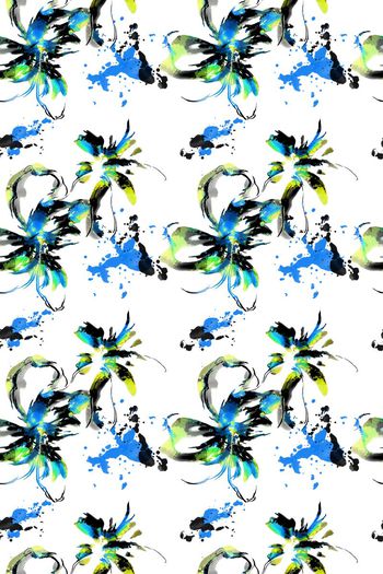 509386-高端原创手绘水彩水墨抽象花卉  小