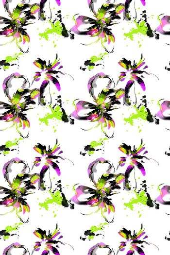 509387-高端原创手绘水彩水墨抽象花卉  小